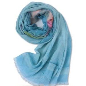 Blue floral scarf lightweight long gift for her